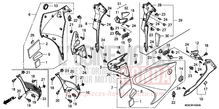 MITTLERER WINDLAUF von VFR1200F DCT DARKNESS BLACK METALLIC (NH463) von 2013